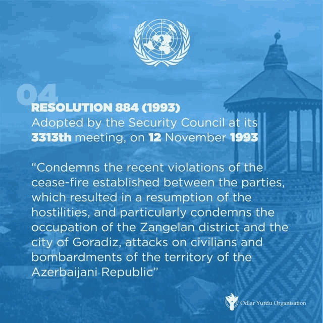 a blue poster that says resolution 884 1993 on it