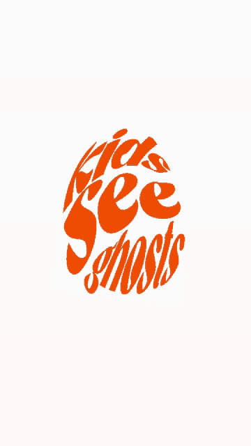 a logo that says kick see ghosts in orange on a white background