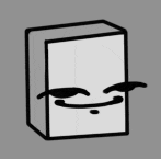 a black and white drawing of a block with a face on it .