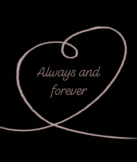 a drawing of a heart with the words " always and forever "