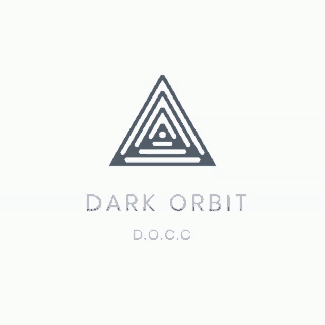 a logo for dark orbit d.o.c.c. with a triangle on a white background