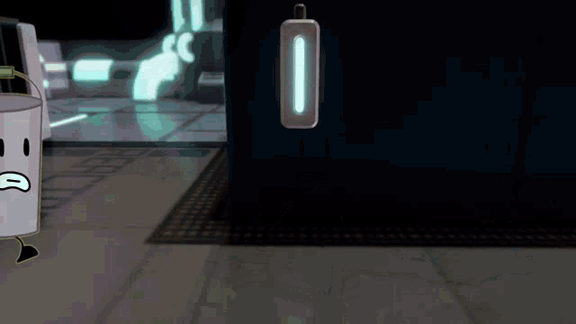 a cartoon character with a bucket on his head