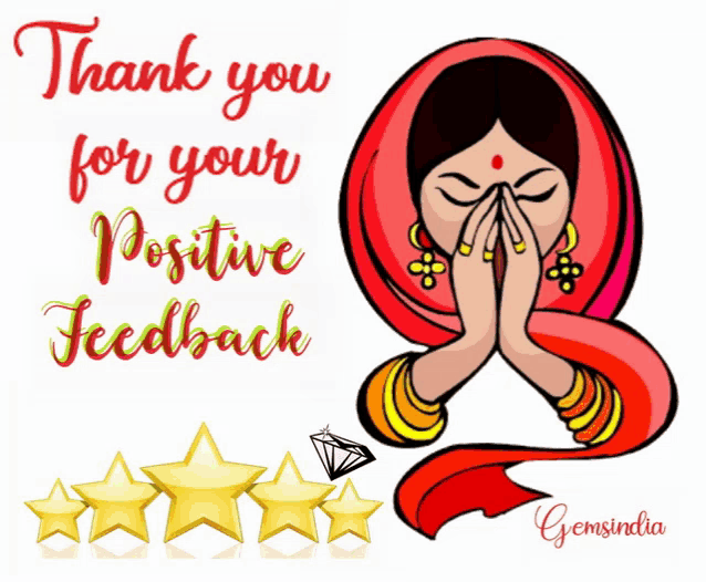 a poster that says thank you for your positive feedback with a cartoon of a woman