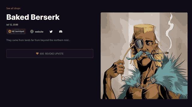 a cartoon of a man smoking a cigarette with the name baked berserk on the top