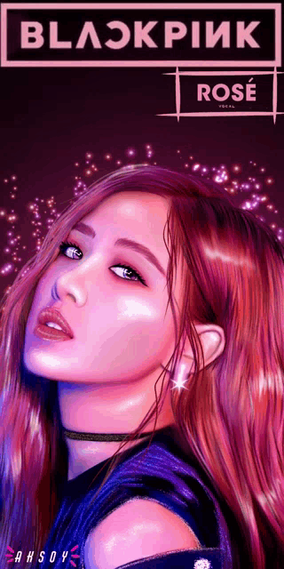 a drawing of a woman with the name blackpink rosé on it