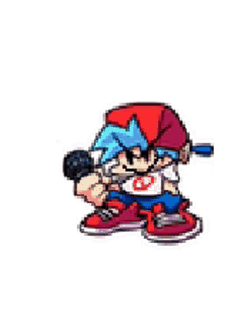 a pixel art of a boy holding a microphone in his hand .