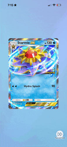 a screenshot of a starmie gx pokemon card on a phone