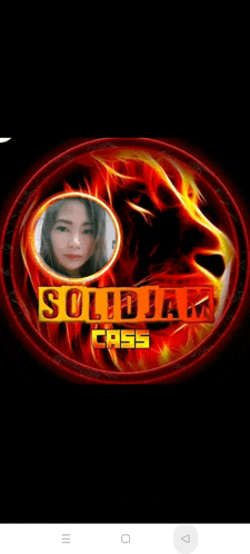 a picture of a woman in a circle with fire and the name solidjak cass .