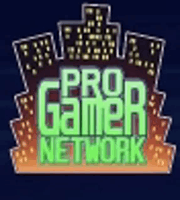 the logo for the pro gamer network is glowing in the dark