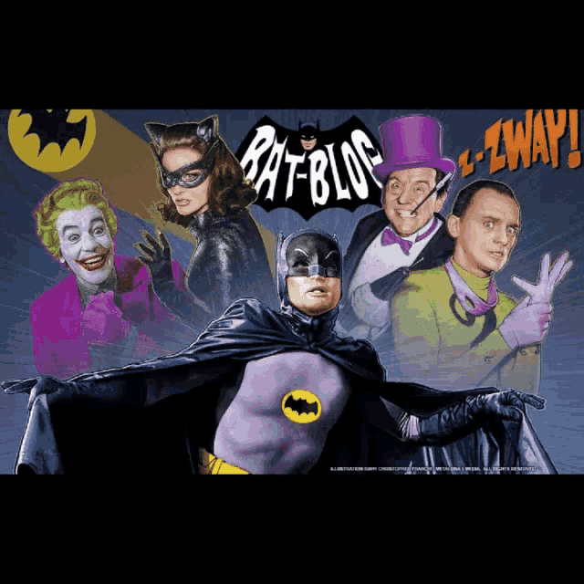 a poster for the bat-blog shows a group of characters