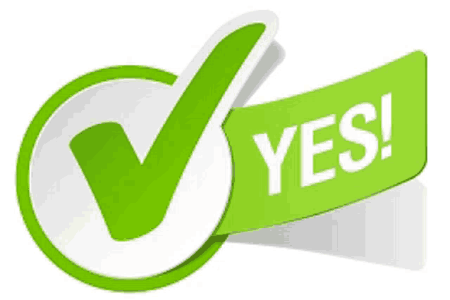 a green sticker that says yes on it