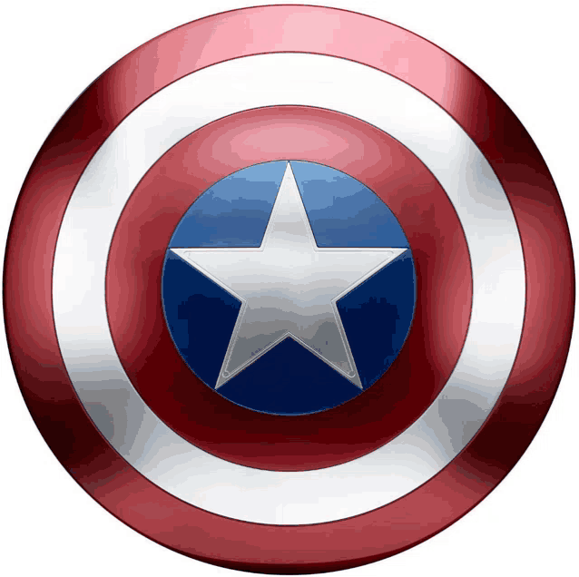 a red white and blue shield with a silver star in the middle