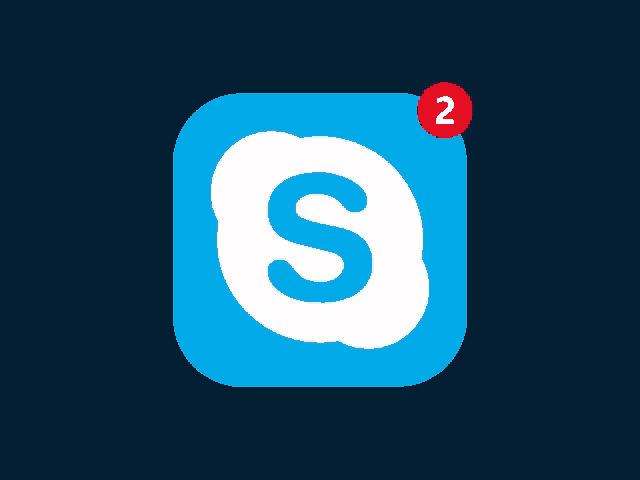 a skype icon with a red notification with the number 2