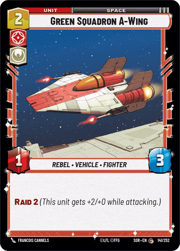 a card that says green squadron a-wing on the front