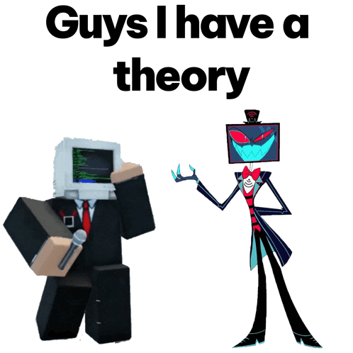 a poster that says " guys i have a theory " with two cartoon characters