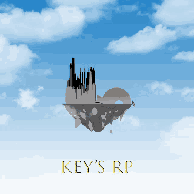 a poster for key 's rp shows a city on a floating island in the sky