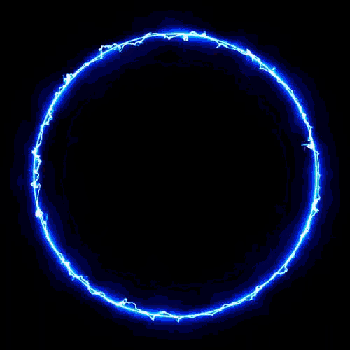 a glowing circle with a dark center is surrounded by lightning and smoke