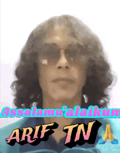 a man with curly hair wearing sunglasses says assalamu ' alaikum arif tn