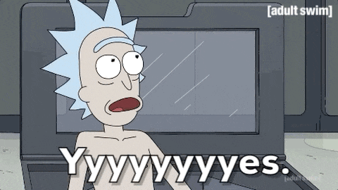 a cartoon of rick and morty saying yyy