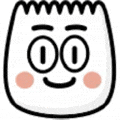 a cartoon drawing of a marshmallow with a face and a smile on it .