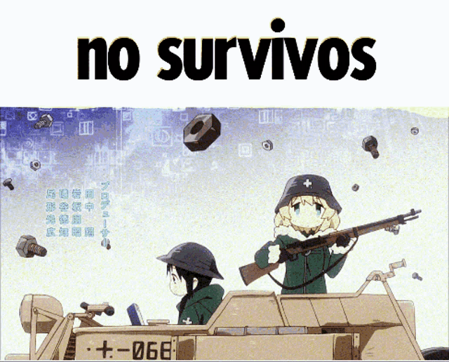 a picture of a girl with a gun and the words no survivos