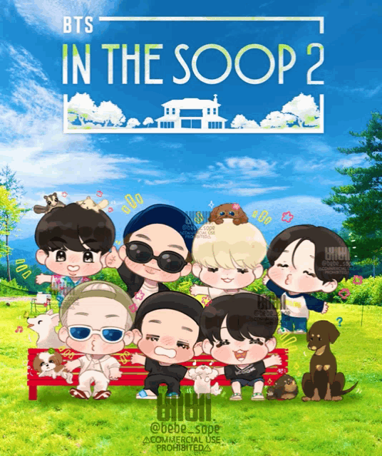 a poster for bts in the soop 2 shows a group of cartoon characters