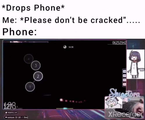 a screenshot of a video game that says " drops phone "