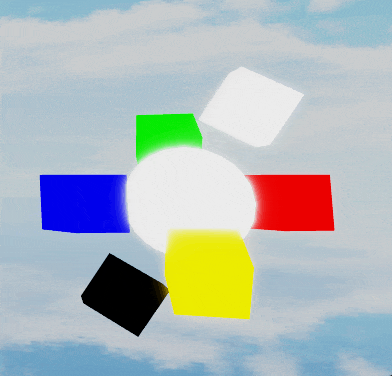 a circle of colored cubes with a white circle in the middle
