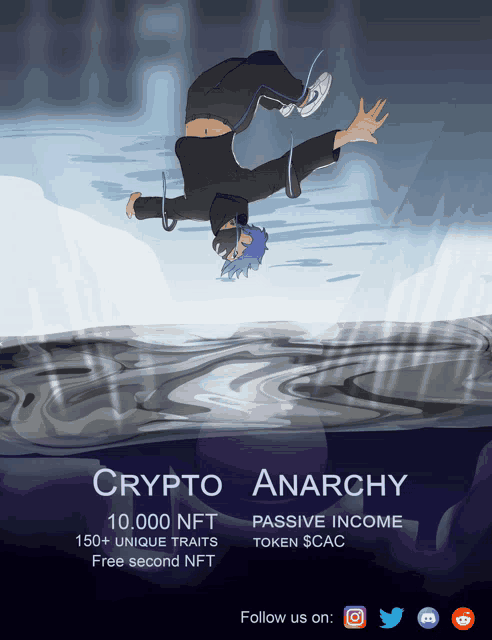 a poster for crypto anarchy shows a man doing a handstand