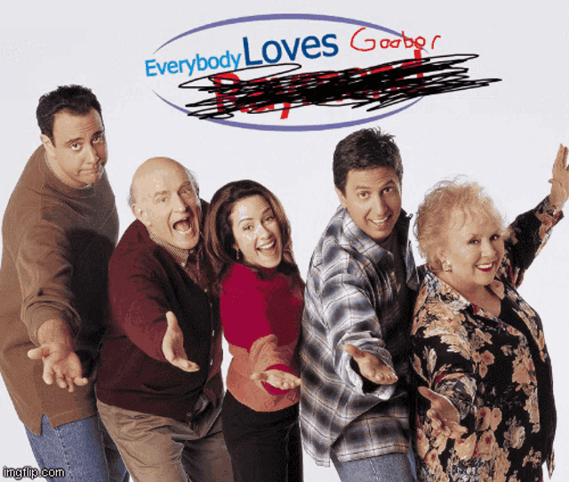 a poster for everybody loves goober shows a group of people posing for a photo