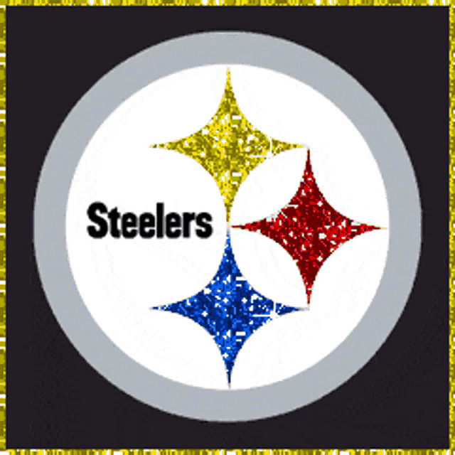 a logo for the steelers is shown with a black background