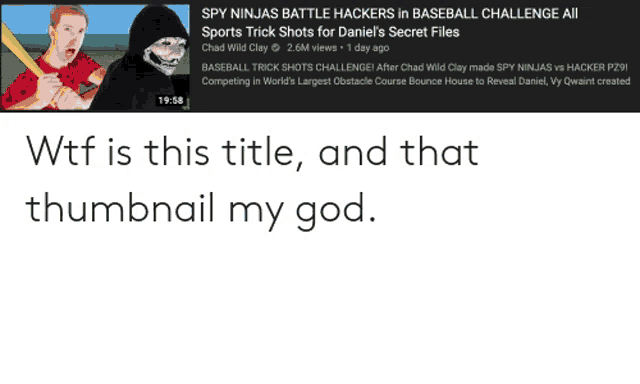 a video titled spy ninjas battle hackers in baseball challenge all