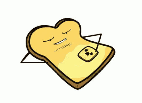 a cartoon drawing of a slice of toast with butter