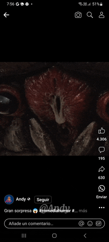 a screenshot of a facebook page with a picture of a monster