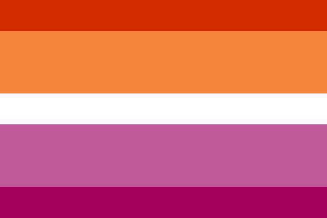 a lesbian flag with red , orange , purple and white stripes on a white background .