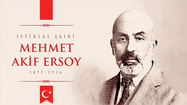 a portrait of a bald man with the name mehmet akif ersoy