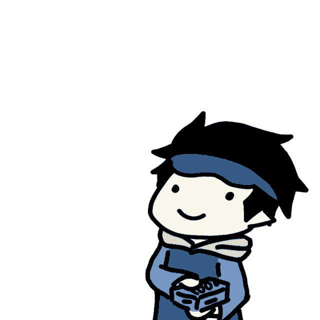 a cartoon of a boy with a blue headband throwing coins
