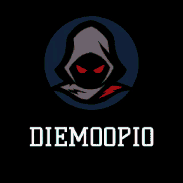 a picture of a hooded figure with red eyes and the word diemoopio below it