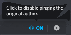 a screenshot of a message that says click to disable pinging the original author