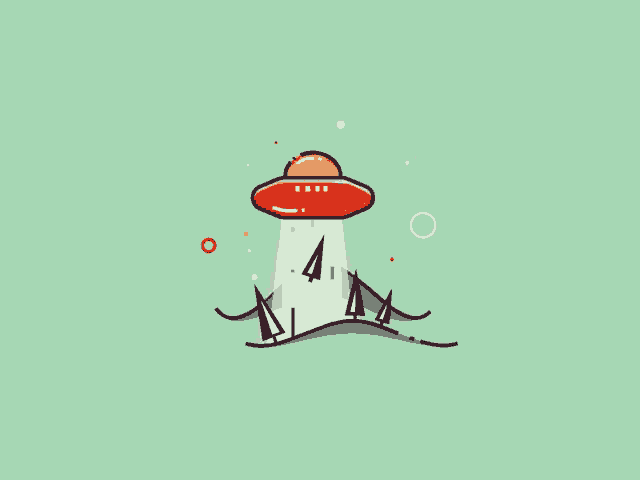 a cartoon drawing of an ufo flying over a lighthouse
