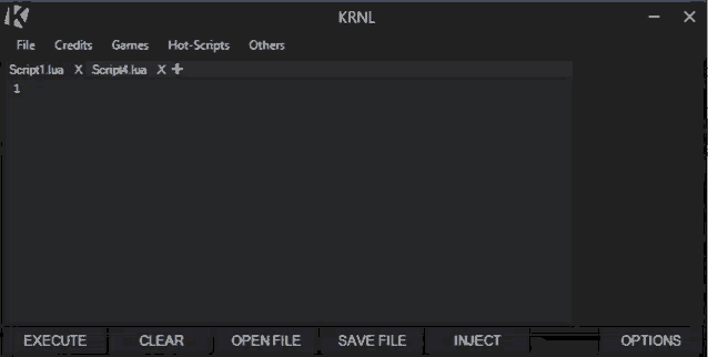 a screenshot of a program called krnl with a script in the middle