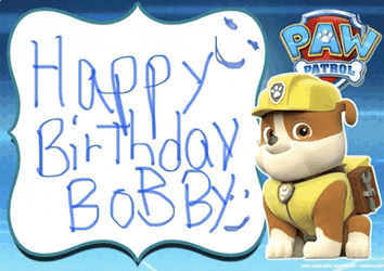 a paw patrol birthday card with rubble written on it