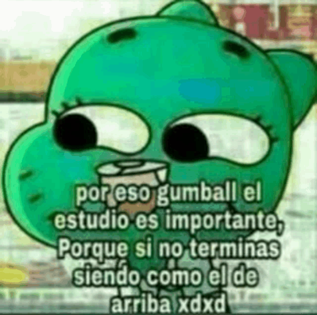 gumball from the amazing world of gumball is a cartoon character with a caption .