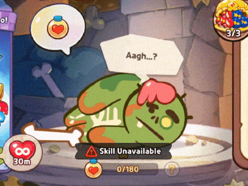 a cartoon character with a speech bubble that says " aagh... "