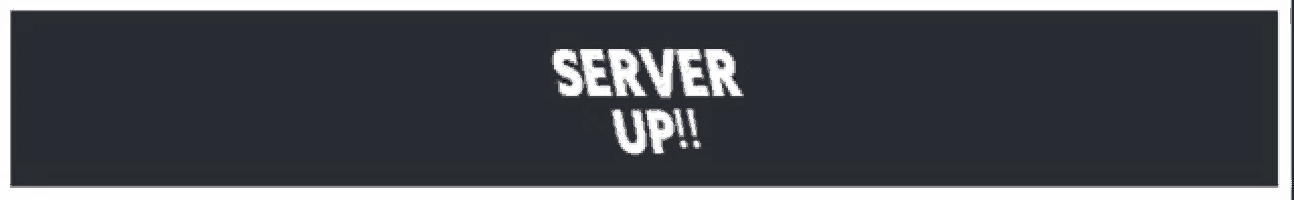 a banner that says server up in white on a black background