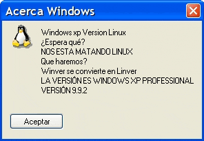 a computer screen with a penguin and the words " acerca windows "