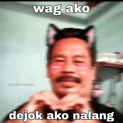 a blurry picture of a man with cat ears and the words wag ako