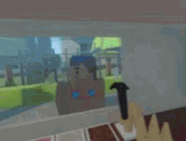 a blurred image of a girl in a bikini standing in front of a window