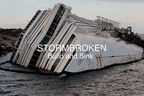 the word stormbroken is on a picture of a boat