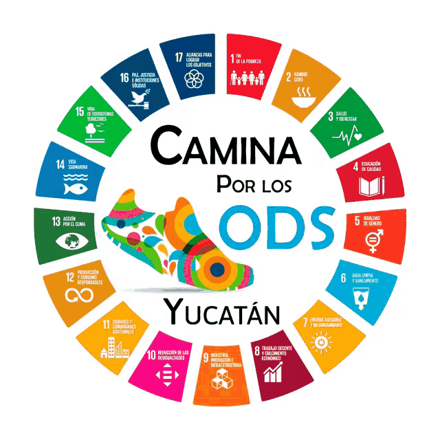 a colorful circle with the words camina por los ods yucatan on it